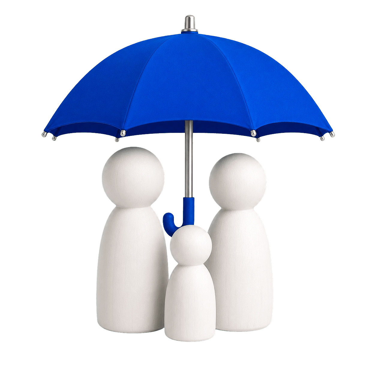 Família protegida por um guarda-chuva